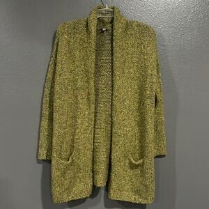 J. Jill wool silk blend eyelash open front shawl collar open front knit cardigan